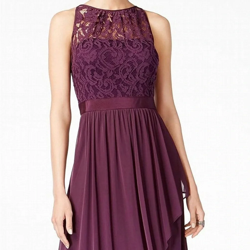 Adrianna Papell Evening Bridesmaid Gown Purple, Plum, Amethyst, Dark Violet - Picture 2 of 12